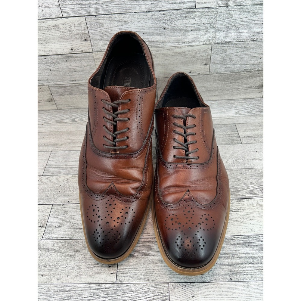 Stacy Adams Men Cognac Brown Leather Wingtip Oxford Shoes 25064-221 Size 11M